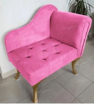 Yeni Model Ters Kol Tekli Köşe Koltuğu Josefin Bench Gold Ayak (Pembe)