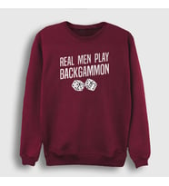 Presmono Unisex Beyaz Real Men Backgammon Oyun Tavla Sweatshirt 418888tt (Bordo)