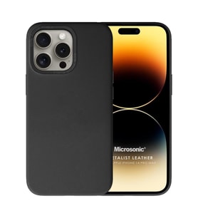 Microsonic Apple iPhone 14 Pro Max Kılıf Metalist Leather Turuncu (Siyah)
