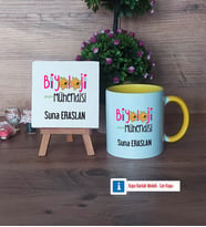 Biyoloji Mühendisi Dekoratif Taş, Kupa Bardak Kırmızı Hediye (Model 6)