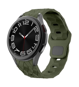 Galaxy Watch 5 Pro 45mm KRD-116 20mm Futbol Desenli Spor Tasarımlı Silikon Kordon (Koyu Yeşil)