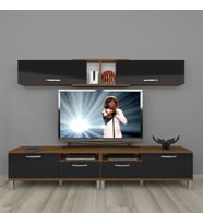 Decoraktiv Eko 5220 Mdf Krom Ayaklı Tv Ünitesi Tv Sehpası (Siyah - Ceviz)