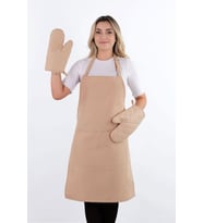 Simple 3'lü Set Ayar Askılı Cepli Mutfak Önlüğü Seti (2 ELDİVEN) Şef Garson Kafe Aşçı Barista (Cappuccino)