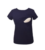 LuvmaBelly  Maternity 2501_2516 Pamuklu Lohusa Emzirme Tshirt (9 Renk Mevcut) (Lacivert)
