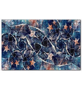 Cakapuzzle Siyah Daireler Turuncu Yıldız Kompozisyon Puzzle Yapboz MDF (Ahşap) (1000 Parça)