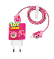 Microsonic Apple iPhone Kablo Koruyucu ve Şarj Adaptör Kılıf Cartoon Figürlü Silikon Crtn-Fgr-Ty-Stry-Aln (Pembe - Sarı)