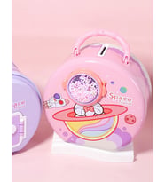 Li·vava Astronot Metal Ki·li·tli· Ve Çantali Kumbara, Laci·vert, 15x14 (Pembe)