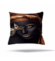 Geometrik Desen Afrikalı Gizli Fermuarlı Yastık Kılıfı Kırlent Kılıfı Koltuk Yastık Kılıfı  (Kahverengi-Siyah)