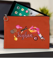 BK Gift Kişiye Özel İsimli-4 Tablet Çantası 30x21cm(12 Renk Seçeneği), Ipad Çantası, Baskılı Tablet Kılıfı (Kiremit)