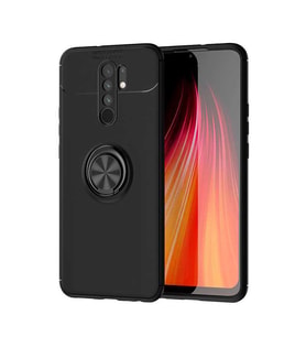 Xiaomi Redmi 9 Kılıf Yüzüklü Magnetli Ravel Case (Siyah)