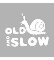 Old and Slow Salyangoz Araba Sticker siyah 18x13 CM (Beyaz)