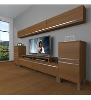 Decoraktiv Ekoflex 9 Mdf Krom Ayaklı Tv Ünitesi Tv Sehpası (Ceviz)