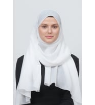 Kadın Pratik Kırışık Krinkıl Mira Tesettür Şal (Ekru)