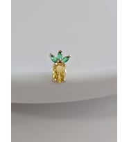 Ananas Model Kıkırdak Piercing Tragus Helix Silver Gümüş ve Altın Kaplama Gold Renk Küpe (Gold)
