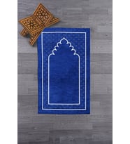 EVDEYA Dijital Baskılı Yıkanabilir Sade Desen Namazlık Seccade 70x130 cm, SECCADE-11-GRİ, (Mavi)