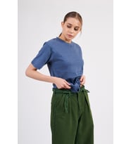 Nare Giyim Siyah Pamuklu Basic Kadın T-shirt (İndigo)