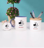 Sevimli Panda Kupa Bardak Kalemlik ve Anahtarlık İsme Özel (Model 2)