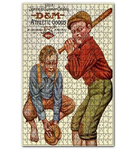 Cakapuzzle Vintage Beyzbol Oynayan Çocuklar Puzzle Yapboz MDF (Ahşap) (500 Parça)