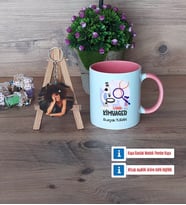 Kimyager Kupa Bardak Beyaz ve Fotoğraflı Ahşap Anahtarlık Hediye (Model 6)