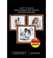 3 Adet 20x20 Çerçeve - Mdf Çerçeve - Kare Fotoğraf Çerçevesi (Kahverengi)