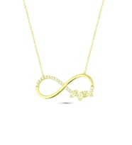 AZURİS  925 AYAR GÜMÜŞ BAGET TAŞLI SONSUZLUK KOLYE (Gold)