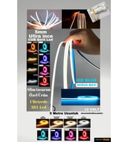Ultra İnce 5mm. kalınlık COB Şerit Led Neon Gibi Yanar.  1 Metrede 384 led (Turkuaz)
