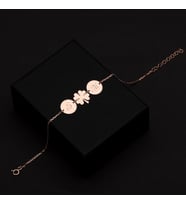 Kişiye Özel 925 Ayar Gümüş Yonca Çift Harf Bileklik (Rose)