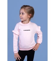 Toontoy Kız Çocuk Kolları Fırfır Detaylı Nakışlı Sweatshirt (Pudra)