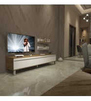 Decoraktiv Eko 4 Mdf Std Krom Ayaklı Tv Ünitesi Tv Sehpası (Pera-Beyaz)