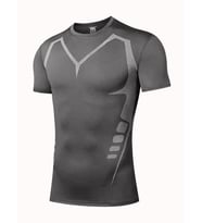 Ghassy Co. Erkek Ultra Esnek Koşu Egzersiz Hızlı Kuruma Nefes Alabilen Kısa Kollu Spor T-shirt (Füme)