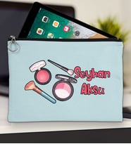 BK Gift Kişiye Özel İsimli-1 Tablet Çantası 30x21cm(12 Renk Seçeneği), Ipad Çantası, Baskılı Tablet Kılıfı (Açık Mavi)