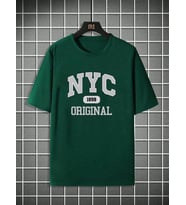 NYC Baskılı Unisex Oversize Tshirt (Yeşil)