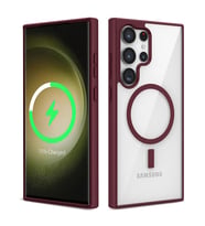 Galaxy S22 Ultra Kılıf Magsafe Wireless Şarj Özellikli Silikon Zore Ege Kılıf (Bordo)