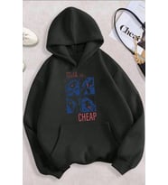 Cheap Baskılı Oversize Sweatshirt (Siyah)