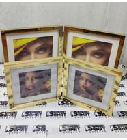 İkiz Yapışık Çerçeve, İkili Kare Çerçeve, İkiz Çerçeve(15x15cm) (Gold)