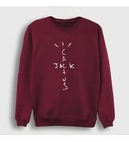 Presmono Unisex Beyaz Cactus Jack Travis Scott Sweatshirt 51186tt (Bordo)