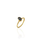 Kadir Jewellery 22 Ayar Altın Kaplama Zirkon Taşlı Kadın Minimal Yüzük (Siyah)