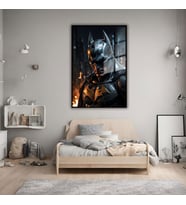 Metal Çerçeveli Cam Tablo Film Karakteri Batman Görseli (Siyah)