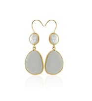 Kadir Jewellery 22 Ayar Altın Kaplama Kadın Sallantılı Küpe -El İşçiliği Ve Hipoalerjenik Küpe (Gri)