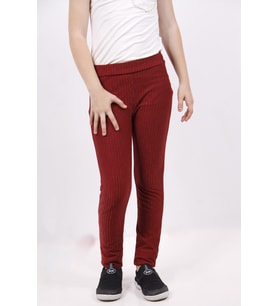 Toontoy Kız Çocuk Simli Çizgili Tayt (Bordo)