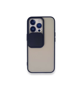 iPhone 13 Pro Sürgülü Kamera Lens Korumalı Buzlu Mat Kılıf (Lacivert)