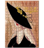 Cakapuzzle New York Zeminde Sarı Çiçekli Şapkalı Kadın Puzzle Yapboz MDF (Ahşap) (500 Parça)