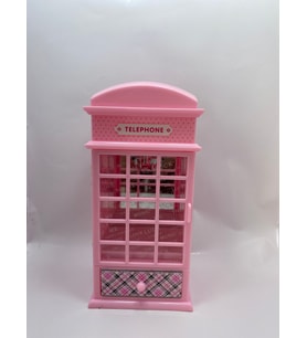 Telefon Kulübesi Müzikli Takı Kutusu (Pembe)