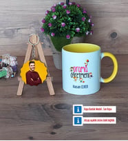 Drama Öğretmeni Kupa Bardak Beyaz ve Fotoğraflı Ahşap Anahtarlık Hediye (Model 7)
