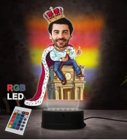 Doğum Günü Hediyesi,Sevgiliye Hediye, Kişiye Özel Fotoğraflı Kral Karikatür 3D Led Lamba (RGB)