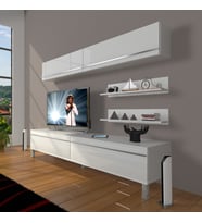 Decoraktiv Eko 5 Mdf Std Krom Ayaklı Tv Ünitesi Tv Sehpası (Beyaz)