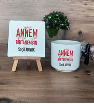 Annem Birtanemsin Hediye Seti Kupa Bardak T Kulplu ve Dekoratif Taş Anneye Doğum Günü Anneler Günü Hediyesi (Model 6)