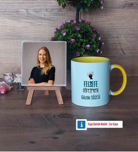 Felsefe Öğretmeni Fotoğraflı Dekoratif Taş, Kupa Bardak Beyaz Hediye Öğretmenler Günü Hediyesi (Model 7)