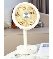 Taşınabilir Mini USB Fan Evde Ofiste Masaüstü 4 Kademeli Dönebilen Başlıklı Lityum Şarj Edilebilir (Bej)