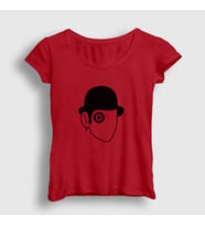 Presmono Kadın Sarı Eye Film Otomatik Portakal A Clockwork Orange T-Shirt 242208tt (Kırmızı)
